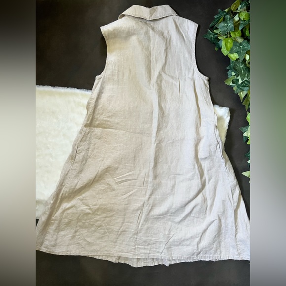 Flax Linen Sleeveless Dress Size P (4-6) - Picture 3 of 4
